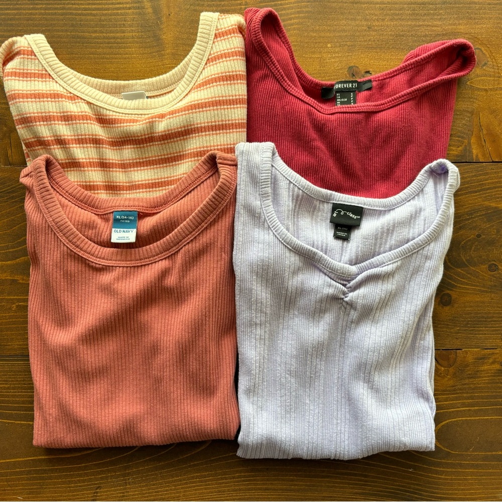 Four XL/14/16 shirts: 2 old navy, 1 art class, 1 forever 21